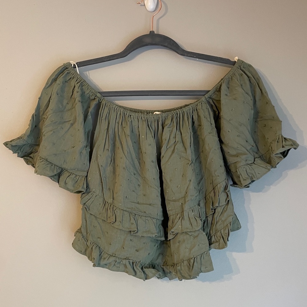 Green Boutique Off the Shoulder Top